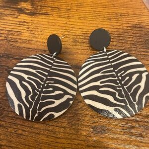 Godosa's Jewelry Collection Nala Zebra Print Round Wood Drop Earrings, Multi